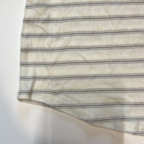 Lauren Ralph Lauren Women's Cream Metallic Stripe Flow Sleeve "Lurex" Blouse - Picture 3 of 4
